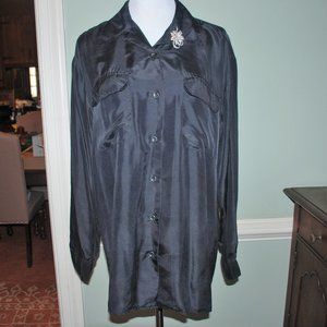 NWOT 100 Per Cent Black Silk Blouse